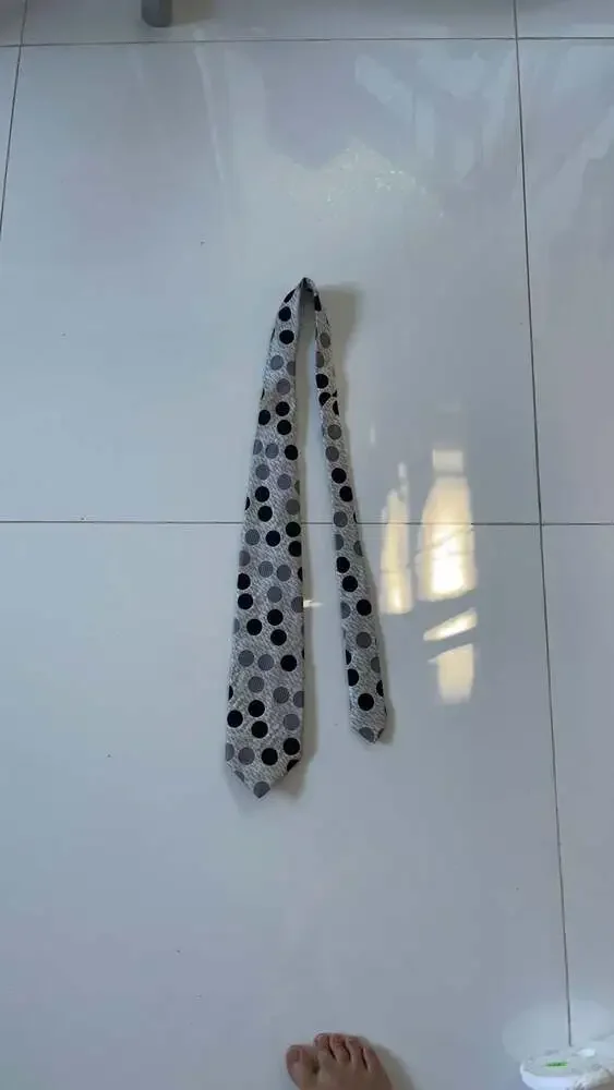 Modern Polka Dot Necktie - Gray, Black, & White Pattern